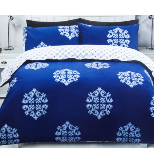 225TC Geo Damask Cotton Rich Easy Care Quilt Cover Set