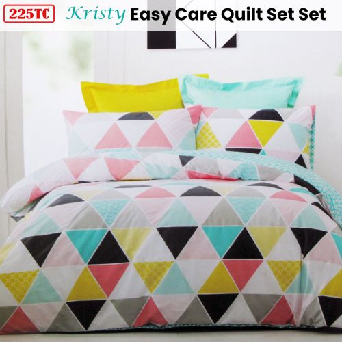 225TC Kristy Pyramid Cotton Rich Easy Care Quilt Cover Set