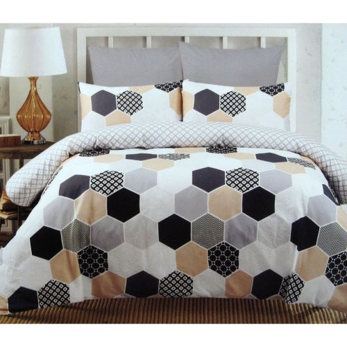 225TC Oslo Honeycomb Cotton Rich Easy Care Quilt Cover Set Queen