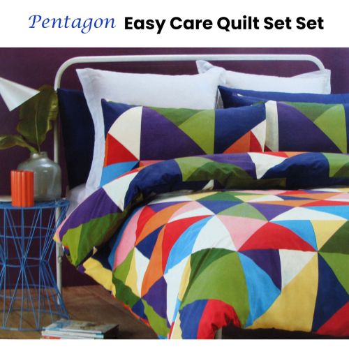Pentagon Triangles Easy Care Quilt Cover Set Queen by Belmondo