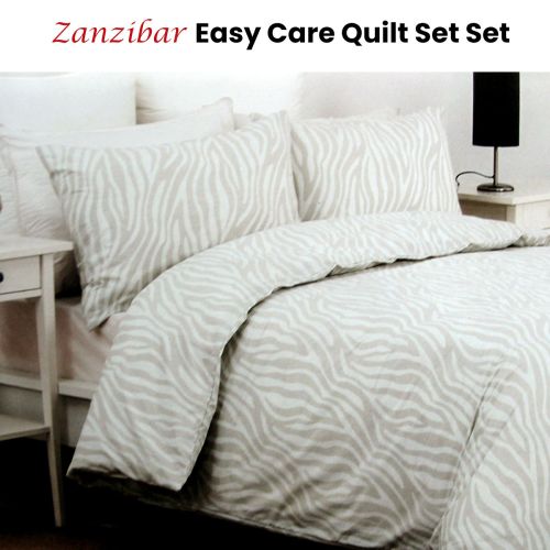 Zanzibar Zebra Easy Care Quilt Cover Set Queen by Belmondo