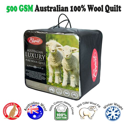 500GSM Winter Weight Australian Made Washable Wool Quilt by EasyRest