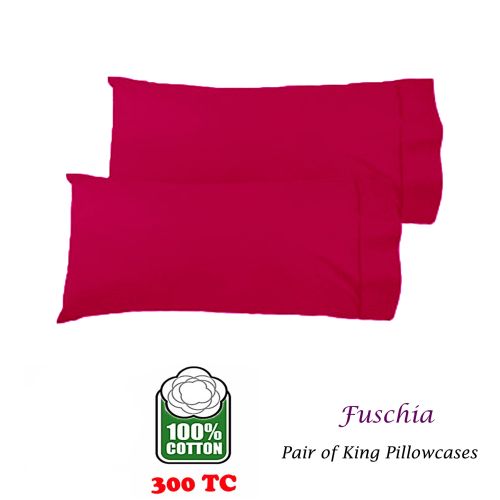 300TC Pair of Cotton King Pillowcases Fuschia by Easyrest