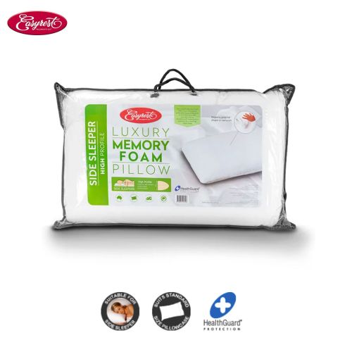 Side Sleeper High Profile Luxury Memory Foam Pillow 65 x 40 + 12cm BONUS removable Cover by Easyrest