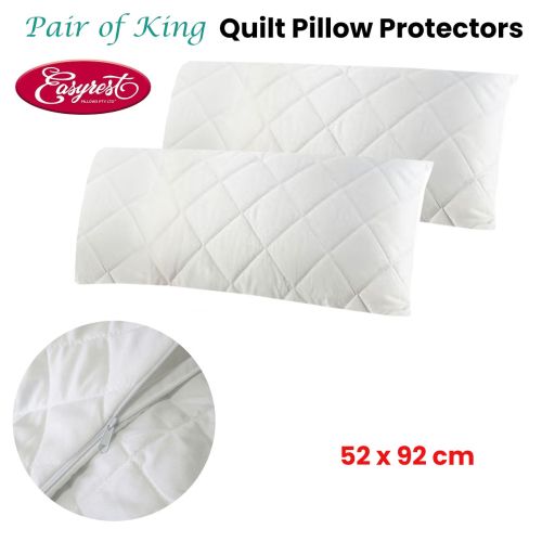 Pair of King Quilted Pillow Protectors 52 x 92 cm by Easyrest