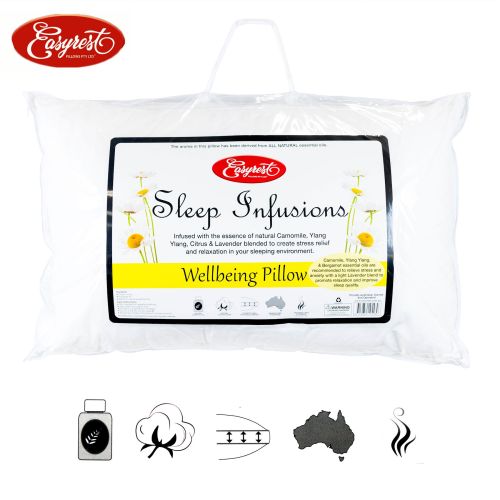Sleep Infusions Camomile Ylang Ylang Citrus and Lavender Wellbeing Standard Pillow 45 x 70 cm by Easyrest