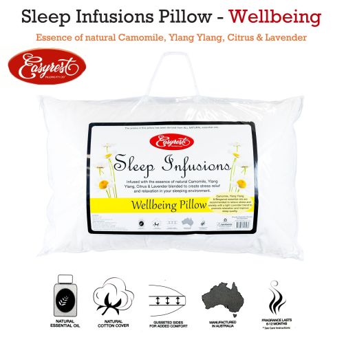 Sleep Infusions Camomile Ylang Ylang Citrus and Lavender Wellbeing Standard Pillow 45 x 70 cm by Easyrest