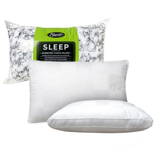 Sleep Twin Pack Gusseted Medium Standard Pillows 66 x 41 x 5 cm by Easyrest