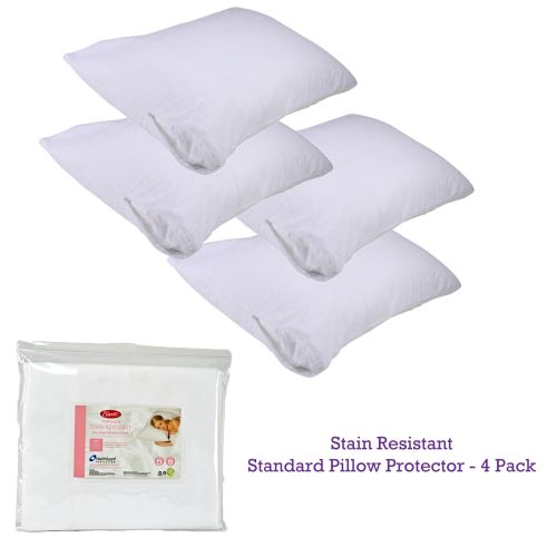 Stain Resistant Standard Pillow Protectors 4 Pack by Easyrest