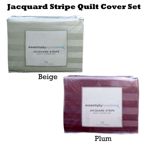 Jacquard Stripe Quilt Cover Set Double by Essentially Home Living