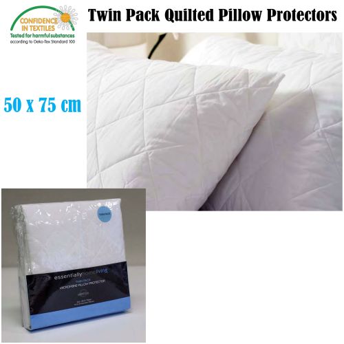 Twin Pack Quilted Standard Pillow Protectors by Essentially Home Living