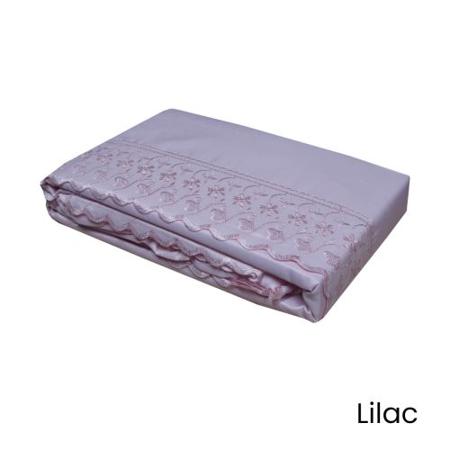 Machine Lace Embroidered Polyester Sheet Set Single or King Single Size by Essentially Home Living