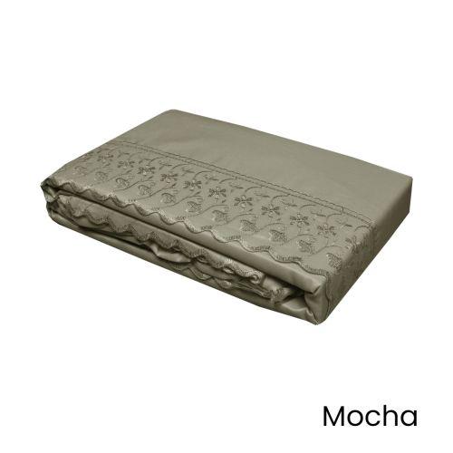 Machine Lace Embroidered Polyester Sheet Set King Single Size by Essentially Home Living