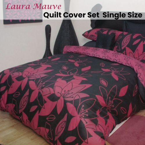 Lora Mauve Quilt Cover Set Single by Essentially Home Living