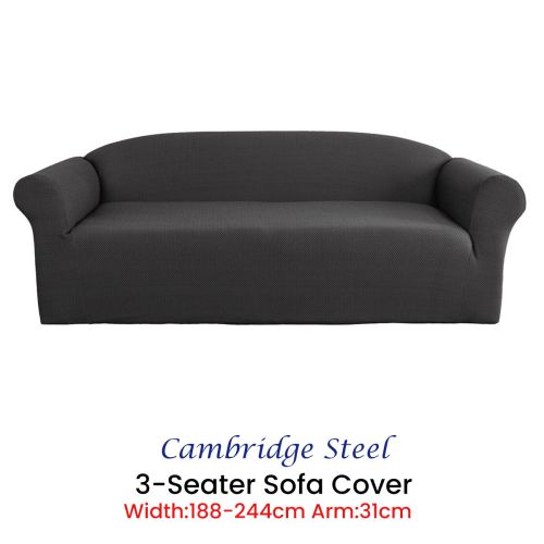 Cambridge Extra-stretch Couch Cover Steel by Elan