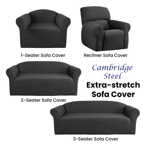 Cambridge Extra-stretch Couch Cover Steel by Elan