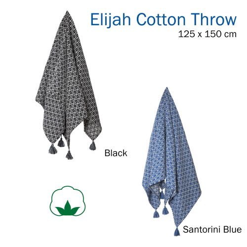 Elijah Cotton Sofa Bed Throw Rug Tassel Blanket 125 x 150 cm by J.elliot