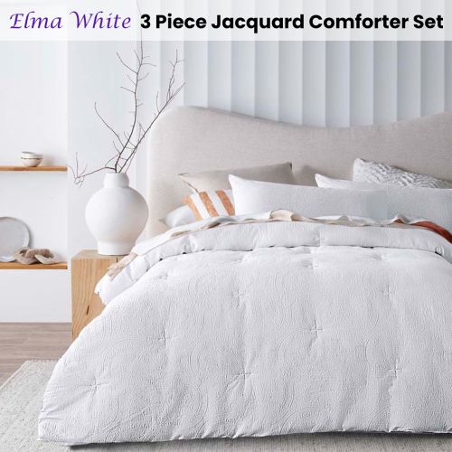 Elma White Jacquard 3 Piece Comforter Set by Accessorize