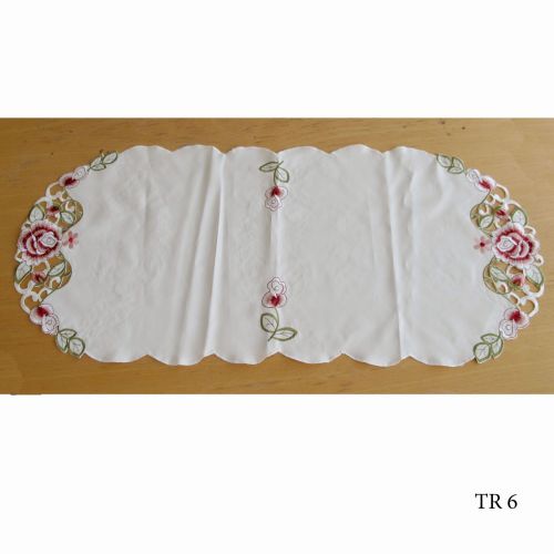 Cream Embroidered Doilies Table Runner
