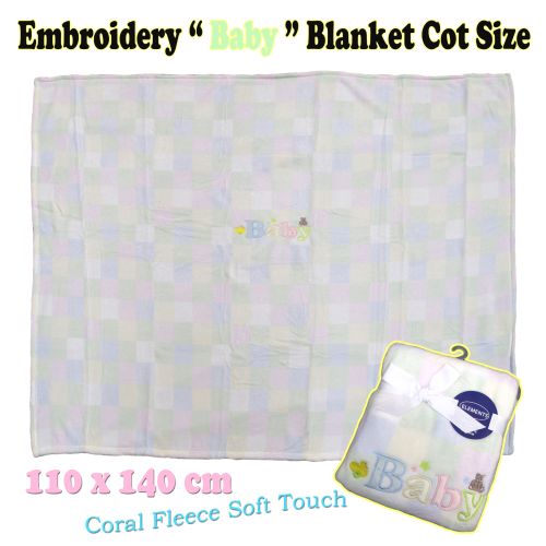 Embroidery Baby Coral Fleece Blanket Cot Size by Elements