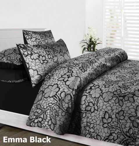 Emma Quilt Cover Set Black