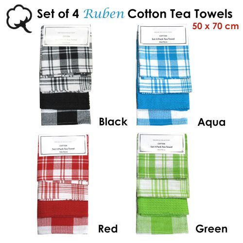 Set of 4 Ruben Cotton Tea Towels 50 x 70 cm