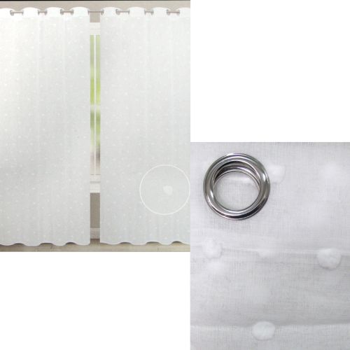 Bubble White Pair of Sheer Eyelet Curtains 140 x 223cm each
