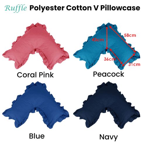 Ruffle Polyester Cotton V Shape Pillowcase