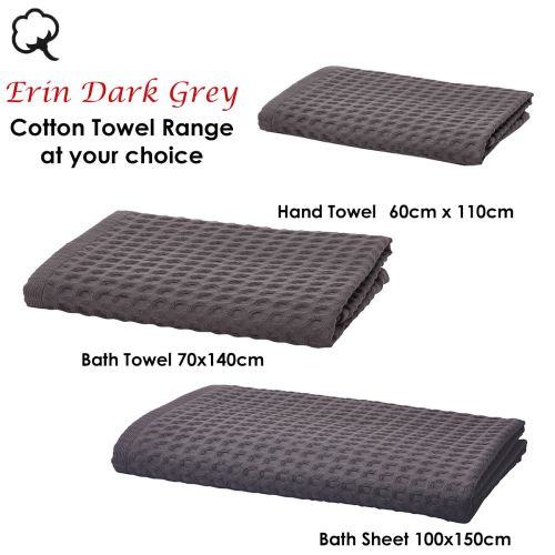 Erin Cotton Bath Towel or Hand Towel or Bath Sheet Dark Grey by Aquanova