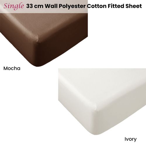 Polyester Cotton Fitted Sheet Single 33cm Wall by Essentially Home Living