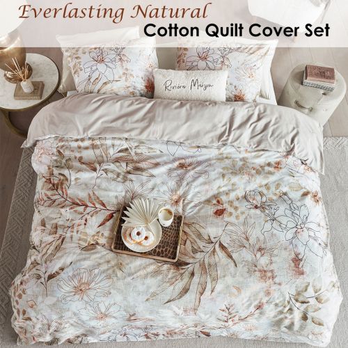 Everlasting Natural Cotton Quilt Cover Set by Rivièra Maison