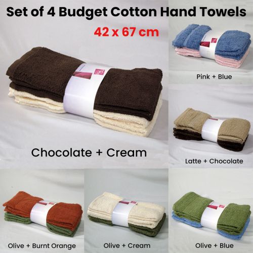 Set of 4 Budget Cotton Hand Towels 42 x 67 cm