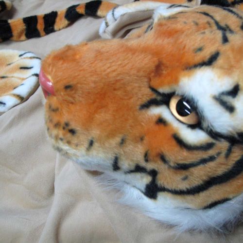 Faux Animal Floor Rug with Realistic Head Wild Tiger