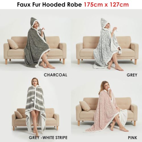 Faux Fur Hooded Robe 175 x 127 cm by Ramesses