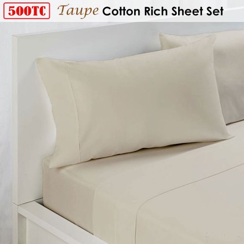 500TC Taupe Cotton Rich Sheet Set King by Fieldcrest