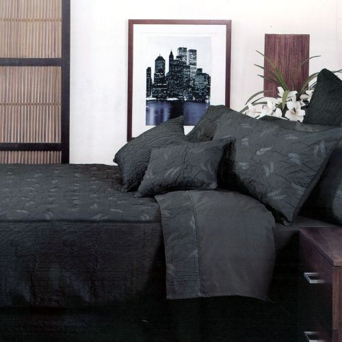 Fifth Avenue Charcoal Embroidered Quilt Cover Set Queen by Canterbury
