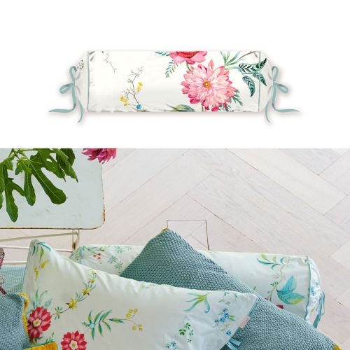 Fleur Grandeur White Neck Roll Cushion 22x70 cm by PIP Studio