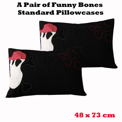 A Pair of Funny Bones Standard Pillowcases by Happy Kids