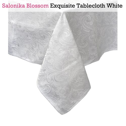 Salonika Blossom Exquisite Tablecloth White