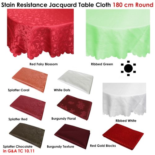 Assorted Stain Resistant Jacquard Table Cloth 180cm Diameter Round