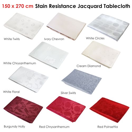 Assorted Stain Resistant Jacquard Tablecloth 150 x 270 cm Range 2