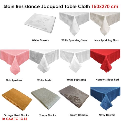 Assorted Stain Resistant Jacquard Table Cloth 150 x 270 cm
