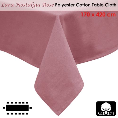 Lara Nostalgia Rose Polyester Cotton Table Cloth 170 x 420 cm by Hoydu