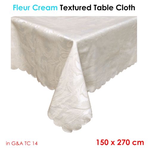 Fleur Cream Textured Table Cloth 150 x 270 cm