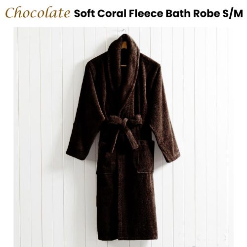 Coral Fleece Soft Bath Robe Chocolate S/M (size 6-10)