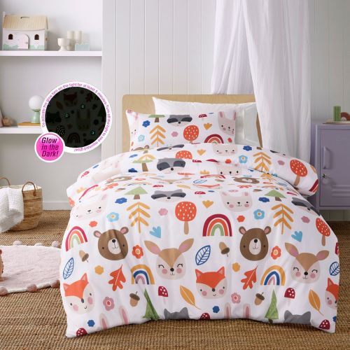 Rainbow Forest Glow in the Dark Quilt Cover Set by Happy Kids