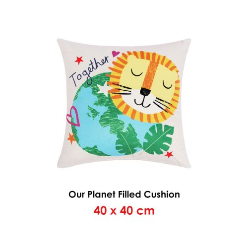 Our Planet Filled Square Cushion by Happy Kids