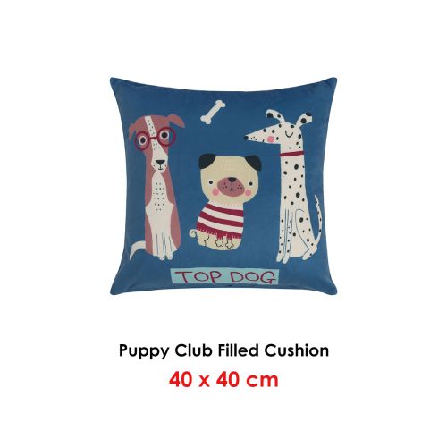 Puppy Club Filled Square Cushion by Happy Kids
