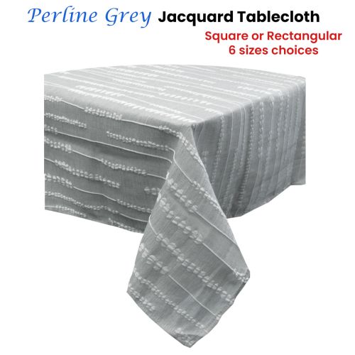 Perline Grey Jacquard Polyester Tablecloth