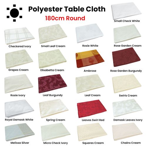 Assorted Damask Jacquard Polyester Tablecloth 180cm Round